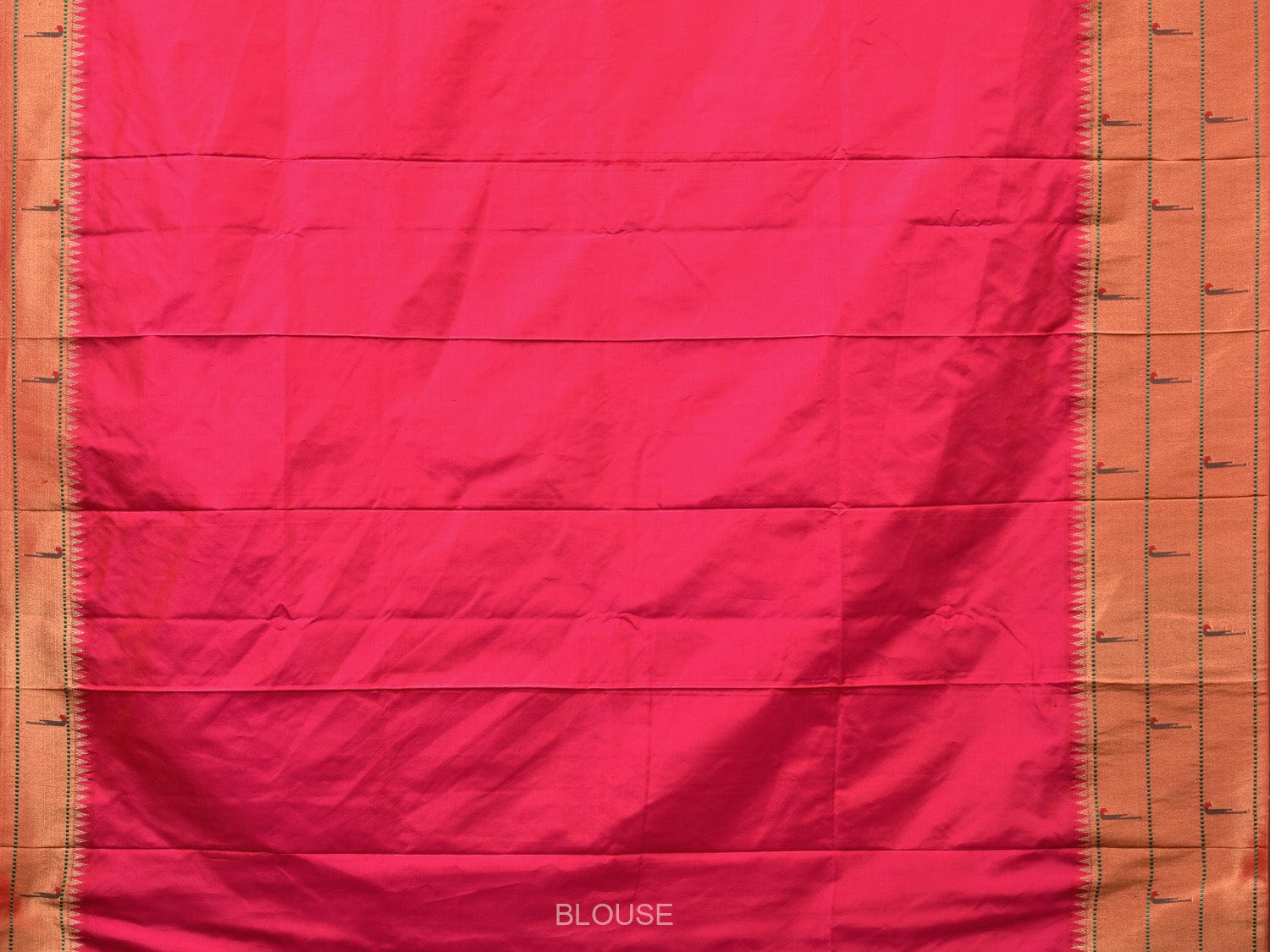 Pink Paithani Silk Handloom Saree with Triple Muniya Border Design - Global Threads
