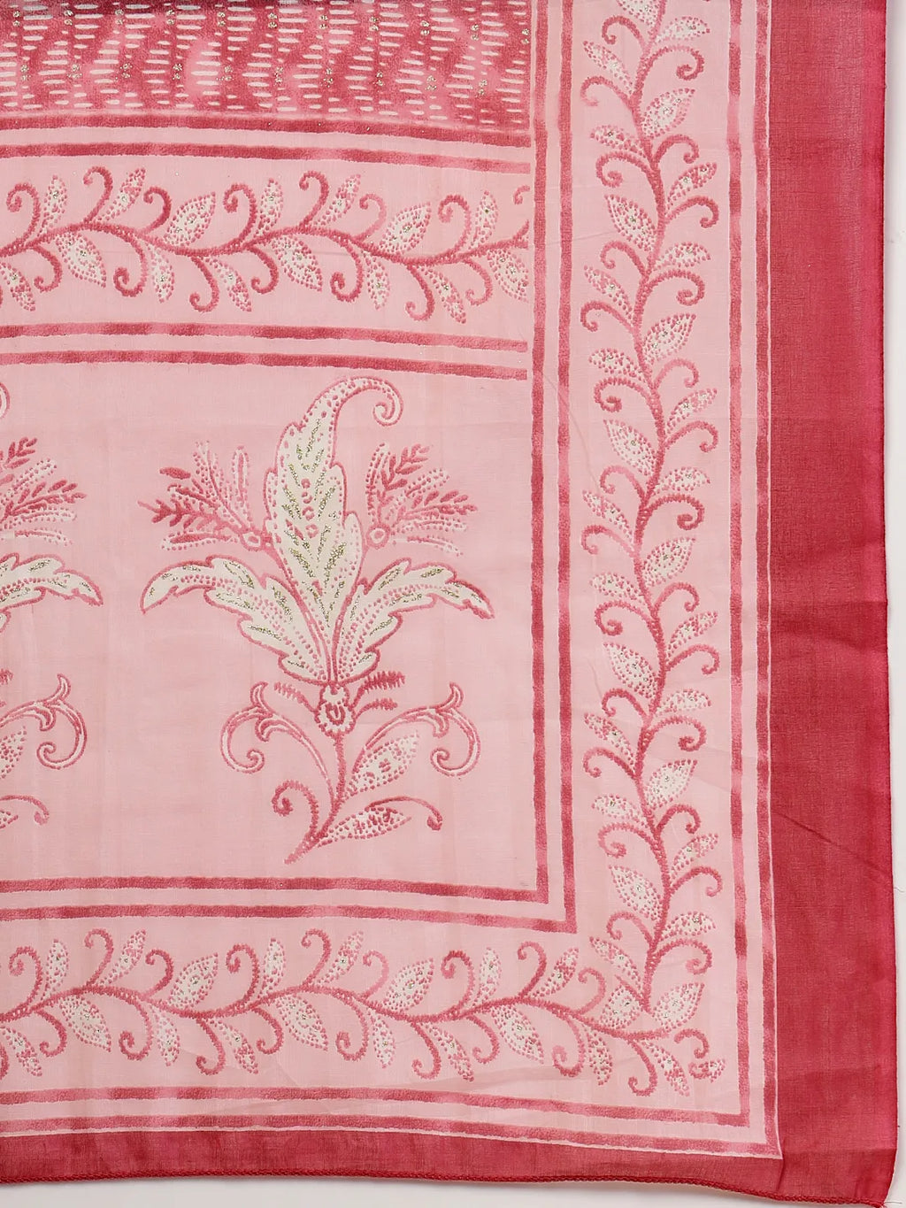 Yufta Pink Pure Cotton Anarkali Dupatta Pant Set