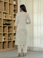 Yufta Pink Pure Cotton Floral Print Kurta Dupatta Pant Set - Distacart