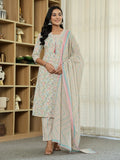Yufta Pink Pure Cotton Floral Print Kurta Dupatta Pant Set - Distacart