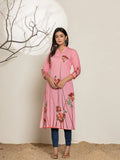 Yufta Pink Silk Blend Digital Print Kurta