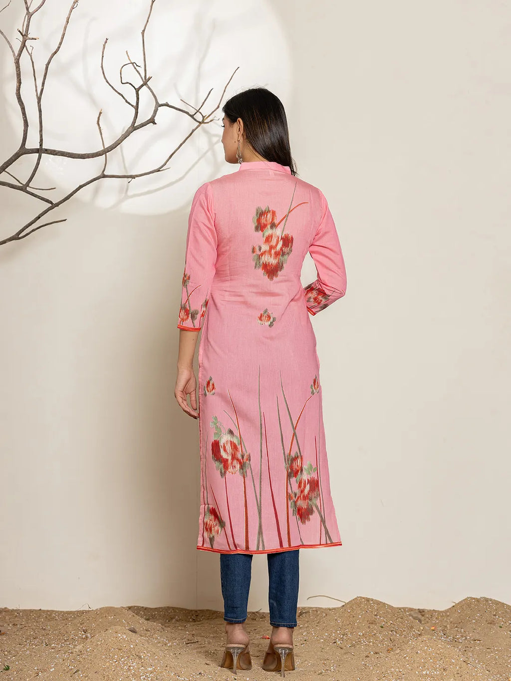 Yufta Pink Silk Blend Digital Print Kurta
