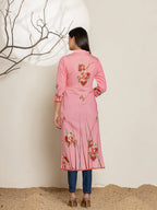 Yufta Pink Silk Blend Digital Print Kurta
