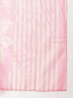 Yufta Pink Solid Thread Work Straight Kurta Trouser Dupatta Set