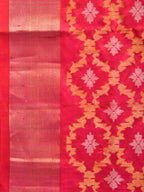 Pink Uppada Silk Handloom Saree with All Over Grill Design - Global Threads