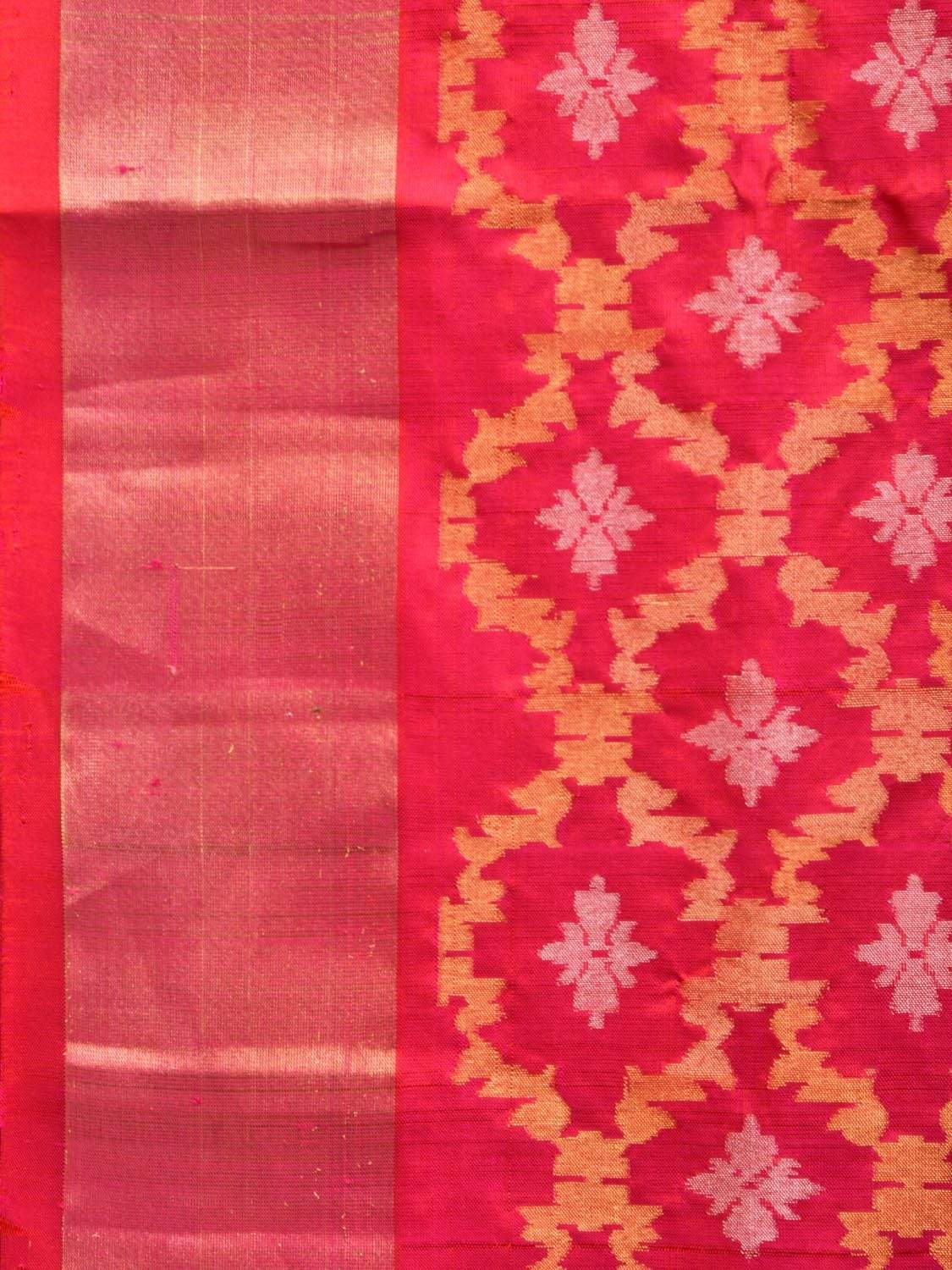 Pink Uppada Silk Handloom Saree with All Over Grill Design - Global Threads
