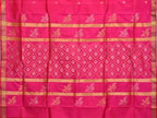 Pink Uppada Silk Handloom Saree with Birds and Jamdani Pallu Design - Global Threads
