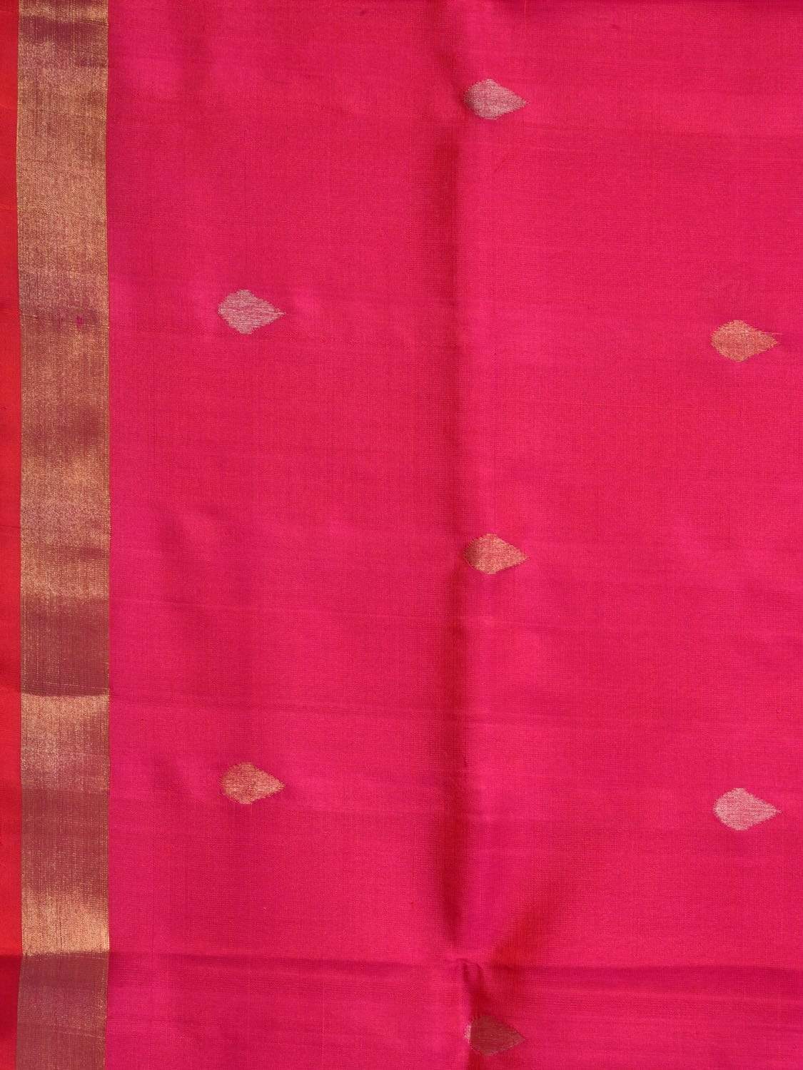 Pink Uppada Silk Handloom Saree with Birds and Jamdani Pallu Design - Global Threads