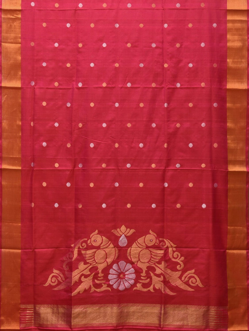 Pink Uppada Silk Handloom Saree with Birds Pallu Design - Global Threads