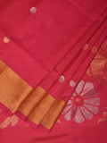 Pink Uppada Silk Handloom Saree with Birds Pallu Design - Global Threads