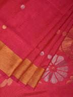 Pink Uppada Silk Handloom Saree with Birds Pallu Design - Global Threads