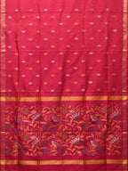 Pink Uppada Silk Handloom Saree with Floral and Birds Design - Global Threads
