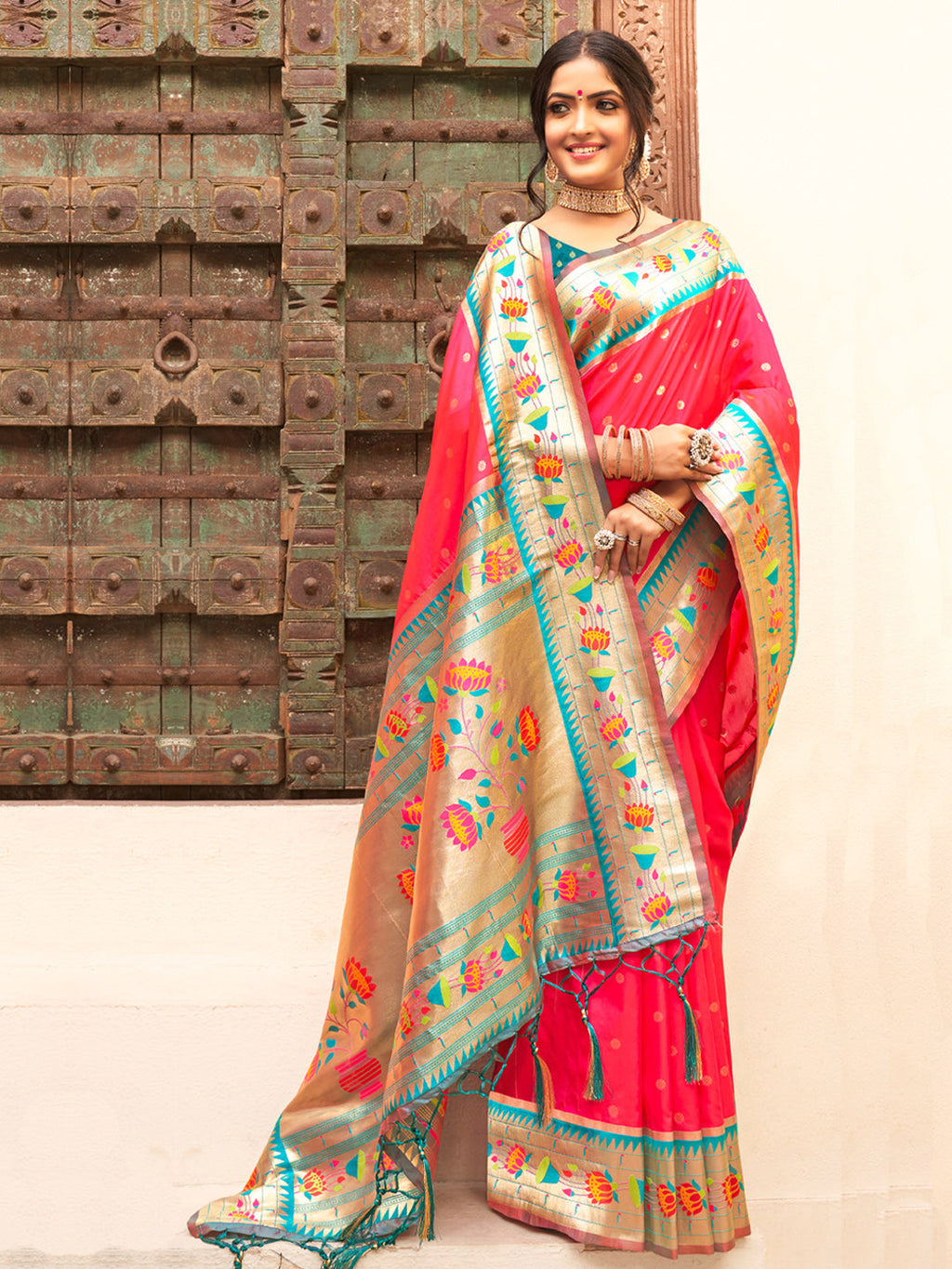 Anaita Pink Silk Saree With Blouse Piece - Distacart