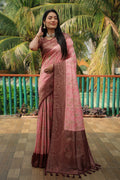 Anaita Pink Woven Design Pure Kanjivaram Soft Satin Silk Saree With Blouse - Distacart
