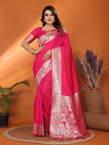 Anaita Pink Banarasi Silk Saree With Weaving Work - Distacart