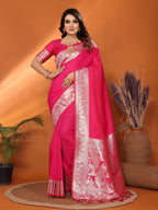 Anaita Pink Banarasi Silk Saree With Weaving Work - Distacart