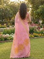 Anaita Pink Linen Saree With Blouse Piece - Distacart