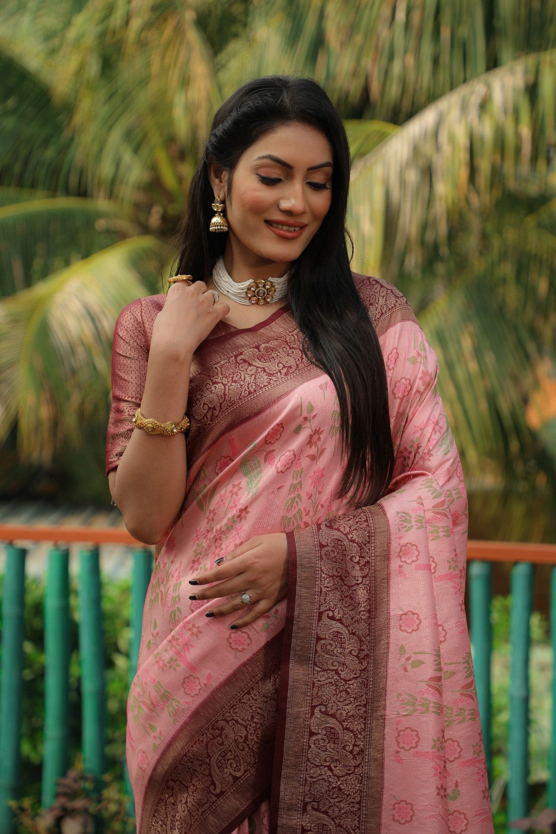 Anaita Pink Woven Design Pure Kanjivaram Soft Satin Silk Saree With Blouse - Distacart