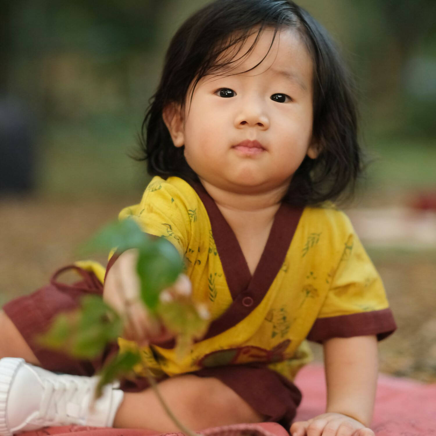 Mhyssa V Neck Kimono Style Half Sleeve Printed Yellow T-shirt With Matching Maroon Shorts Set