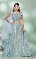 Sky Blue Net Heavy Sequence work Lehenga Choli with Dupatta - Tanya