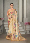 Beige Rangkat Tussar Silk Woven Design Saree with Unstitched Blouse - Mohmanthan Eshani