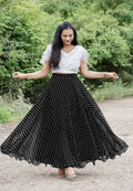 Dishitha Creation Printed Stitched Lehenga & Crop Top - White & Black