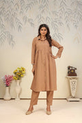 Jyoti Fashion Women's Beige Rinkal Cotton Plain with Side Pocket Kurtis & Sets