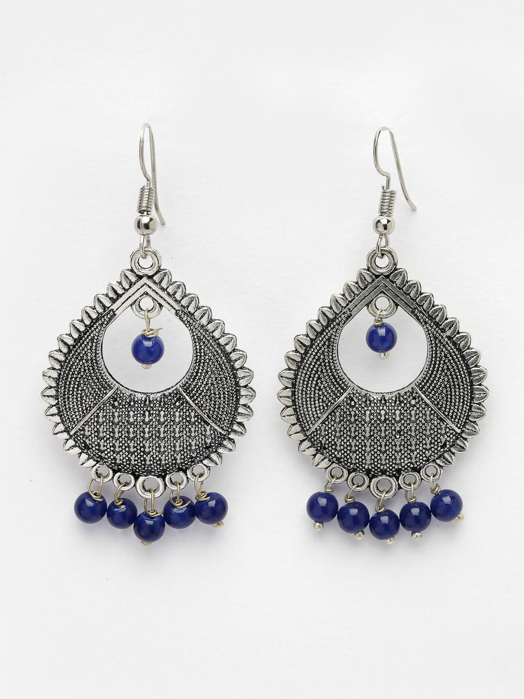 NVR Women's Silver-Plated Artificial Beads German Silver Oxidised Chandbali Earrings - Distacart