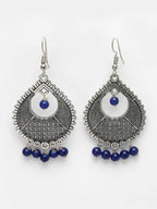 NVR Women's Silver-Plated Artificial Beads German Silver Oxidised Chandbali Earrings - Distacart