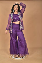 Morchari Women Hand Embroidery Crop Top-Purple