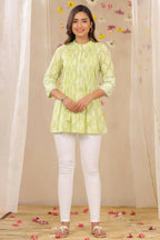 Juniper Women Limegreen Cambric Printed A-Line Tunic - Distacart