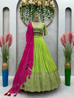 Jyoti Fashion Women's Green Faux Georgette Sequins with Thread Embroidered Designer Lehenga Choli Set