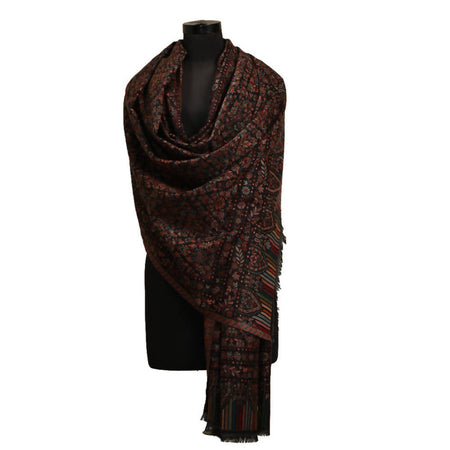 Nizalia Cashmere Fine Wool Black Kani Doordar Shawl