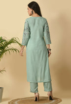 Joban Fashion Sea Green Cotton Rayon Kurta Set