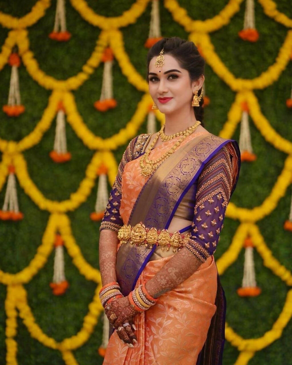DEIANA'S Beautiful Designer Golden zari Soft Lichi Silk Saree - Peach