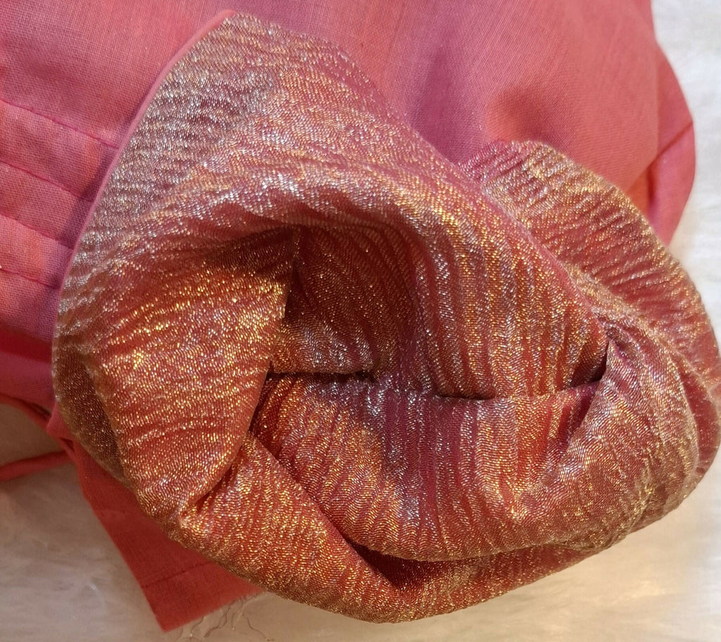 Kia Fashions Coral Pink Crush Tissue Self Design Readymade Blouse - Distacart