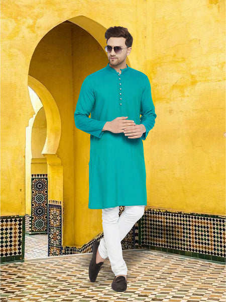 Even Apparels Men's Rayon Green Self Design Kurta