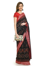 Vamika Sambalpuri Ikat Cotton Dehabandha Tribal Maroon & Orange Saree - Distacart