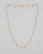 VOJ Gold-Polished Designer Chain For Women With AD Stone And Leaf
