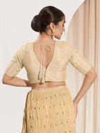 Joban Fashion Gold Sequins Padded Blouse With V Neck Elbow Sleeves - Distacart