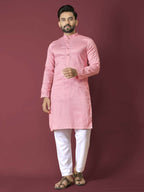 Anaita Pink Solid Soft Jacquard Silk Straight Kurta