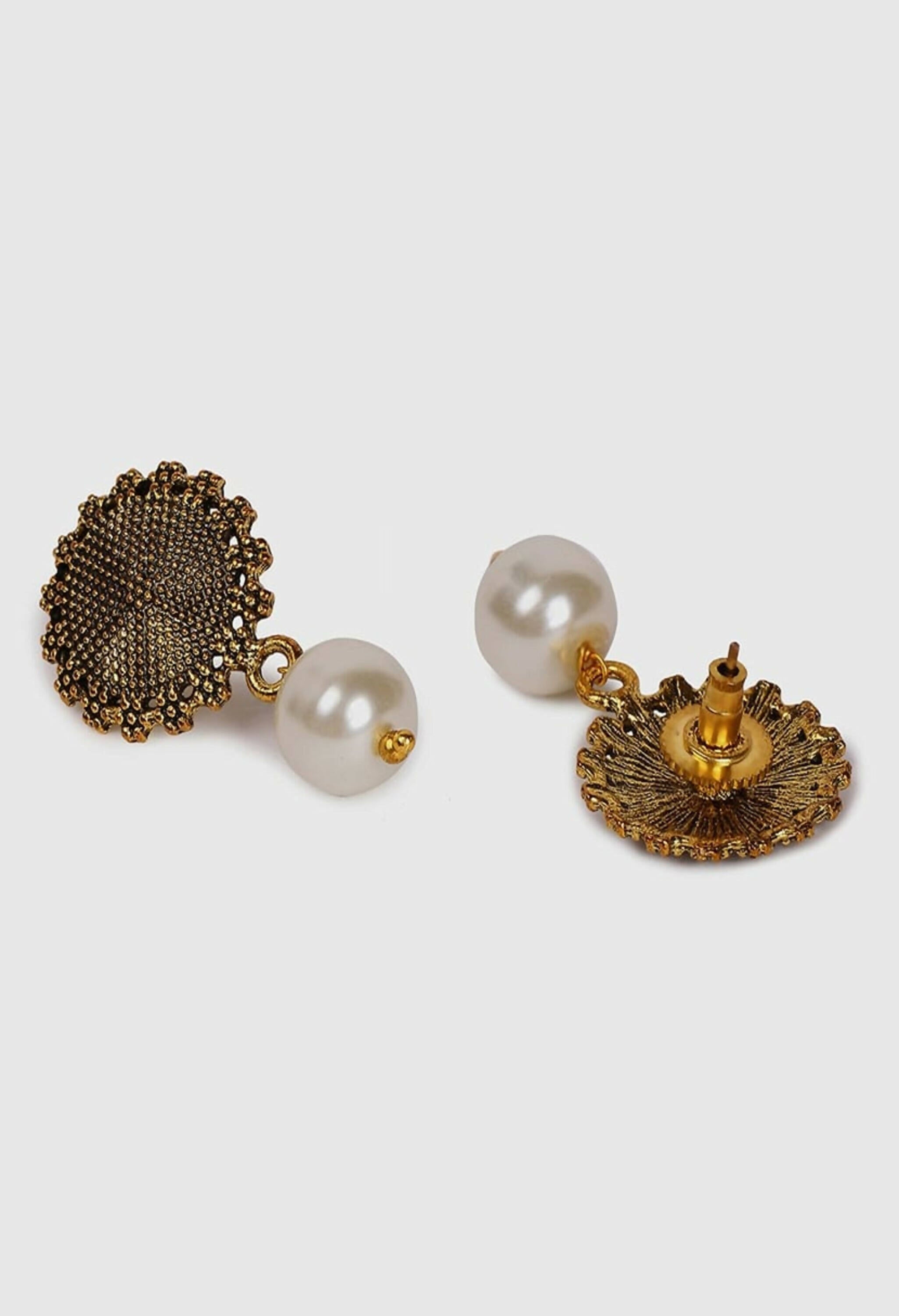 Mominos Fashion Joharkamal Oxidised Gold-Plated Pearls Work Long Necklace Handicraft For Women & Girls - Distacart