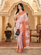 Shree Shyam Fashion Linen Cotton(Woven Work) Multicolour Saree - Distacart