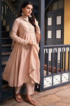 The52 Women's Beautiful Vichitra Silk Fabric Embroidery Work Flared Anarkali Pant and Dupatta Set - Distacart