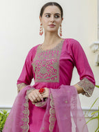 Vellora Rich Rani Pink Embroidery Work Readymade Salwar Suit