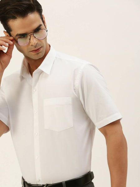 Ramraj Cotton Mens Half Sleeve Formal 100 % Cotton White Shirt