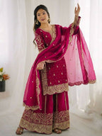 Teeya Creation Rani Color Fendy Silk Embroidery Work Wedding Wear Salwar Suit - Distacart
