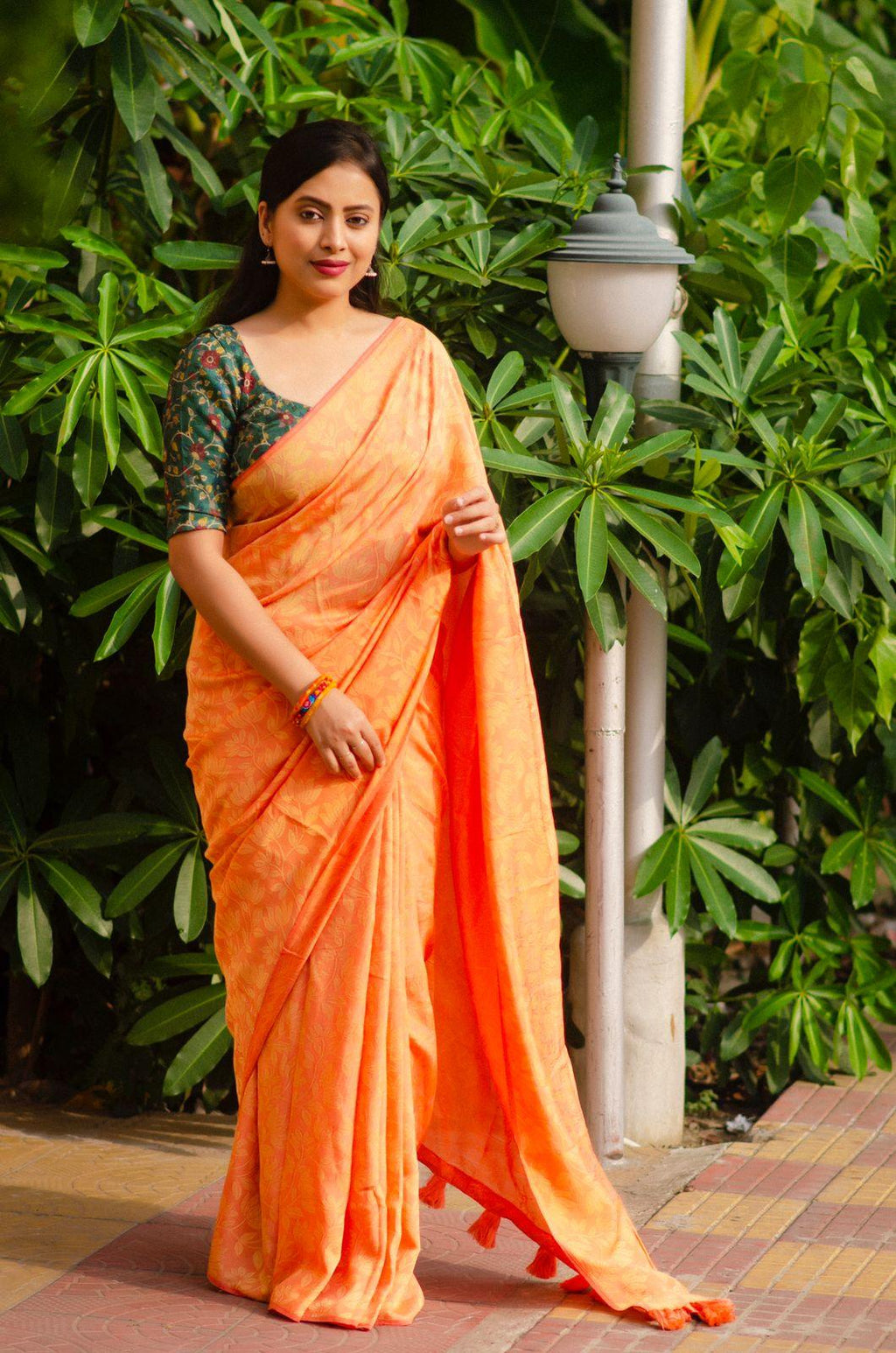 Saffron Jute Silk Woven Design Saree with Unstitched Blouse - A2M