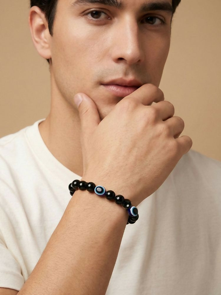 NVR Black Evil Eye Adjustable Bracelet for Men & Women - Distacart
