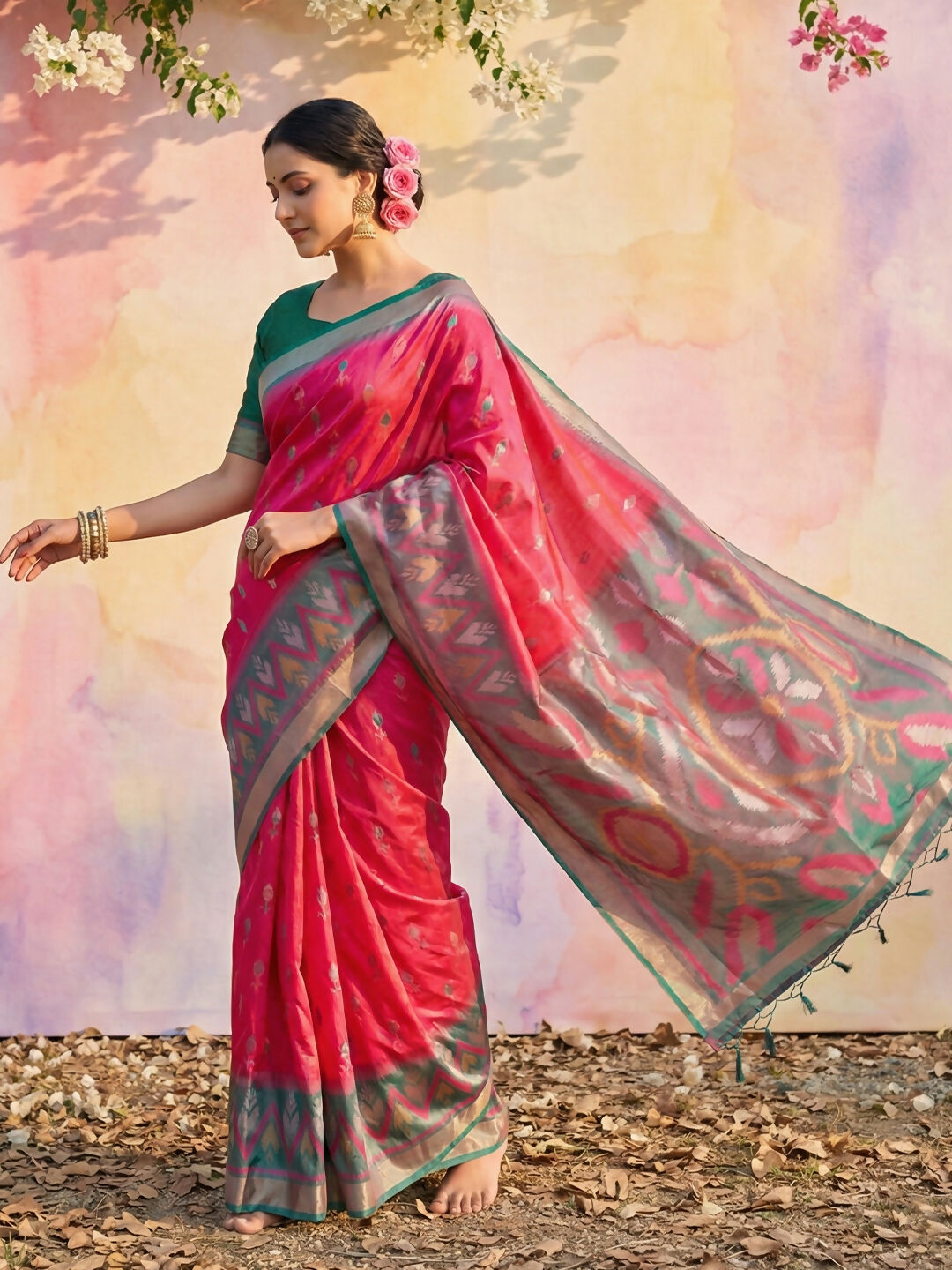 Shree Shyam Fashion Pink Soft Silk Saree - Distacart